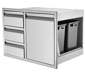 Outdoor Kitchen Drawer Combo Stainless Steel BBQ Grill Station Outdoor Kitchen Storage Cabinet