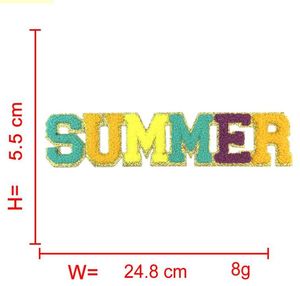 Patch thermocollant en chenille à bords dorés fins et colorés, avec motifs 'Words', pour la décoration de vêtements, sacs, boîtes à lunch et sacs de plage - Product Image 6