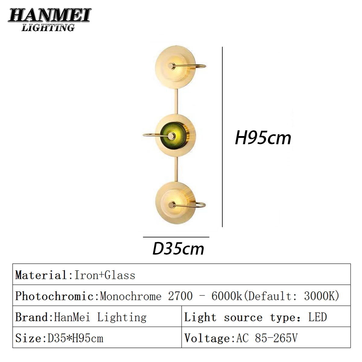 ทอง-สามหัว: D35*H95ซม.