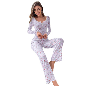 Pyjamas à manches longues sexy et décontractés, style européen et américain, best-sellers transfrontaliers pour l'automne et l'hiver - Product Image 5