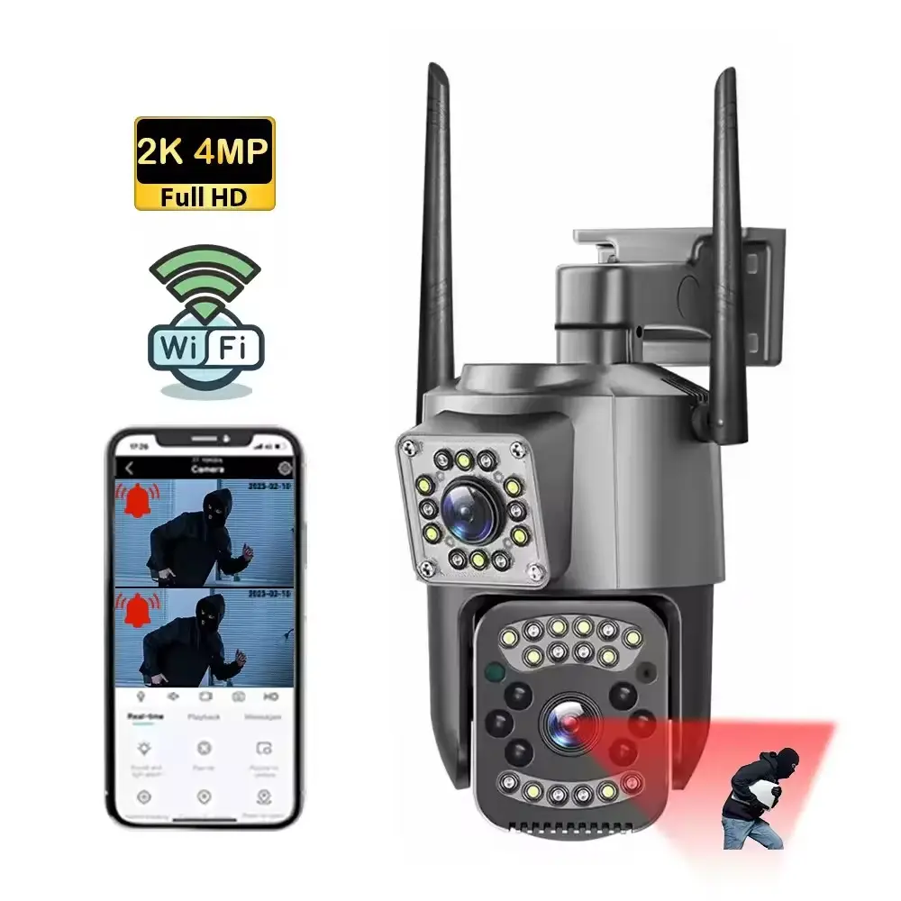 Çift lens açık su geçirmez WIFI CCTV güvenlik Ip kamera 4G Sim kart Pro Pro ağ kamerası