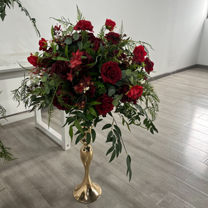 Boule de fleurs artificielle de luxe verte et rose, centre de table floral pour mariage, décoration de table de Noël, thème <span class=keywords><strong>des</strong></span> fêtes - Product Image 2