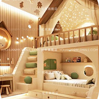 Lit superposé pour enfants Butter Wind, lit double pour petit appartement avec escalier, lit multifonctionnel en bois massif, lit parent-enfant personnalisé