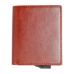 CardHoda Aluminum <b>RFID</b> <b>Blocking</b> <b>Wallet</b> Men's Minimalist Short Card Holder Genuine Leather Fold Closure Brown - Product Image 2