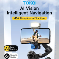 M03 Penstabil Gimbal Tiga-Axis Profesional Anti-getar dengan Pelacakan Wajah AI Cerdas, Tripod, Mikrofon Nirkabel, dan Lampu Isi Ulang
