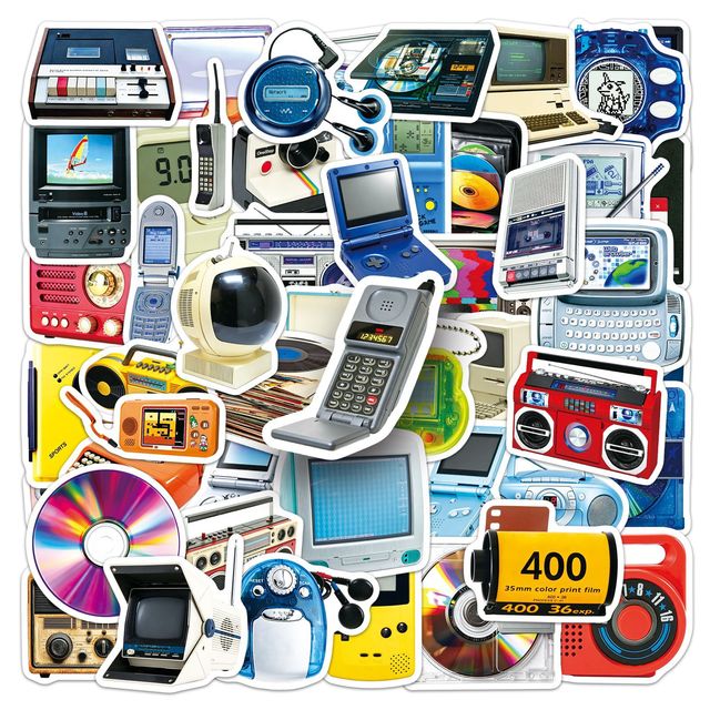 50PCS 80S 90S nostalgic technology radio electronics cell phone sticker
