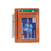 Dompet Kartu Kulit dengan Logo Custom, Dompet Kulit PU Tipis, Dompet Kartu ID Anti-RFID