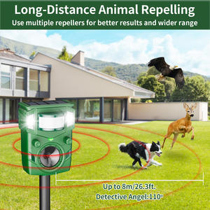 2025 gran oferta repelente de insectos ultrasónico grande Animal al aire libre Solar Control de plagas inteligente impermeable Solar Animal gato repelente - Product Image 6