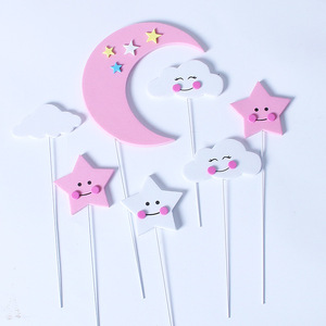 Adornos para Pastel Hechos a Mano con Diseño <span class=keywords><strong>de</strong></span> Estrella, <span class=keywords><strong>Luna</strong></span> y Nube Sonrientes para Baby Shower, Cumpleaños, San Valentín y Decoraciones <span class=keywords><strong>de</strong></span> Graduación - Product Image 5