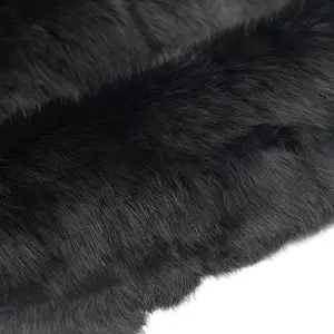 Commercio all'ingrosso 100% vera pelle conciata solido nero vera pelliccia di coniglio morbida pelle di coniglio Rex