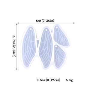 Moules en silicone faits main Kingnoo pour ornements décoratifs DIY style Ins 7916, outils en silicone pour boucles d'oreilles en forme d'ailes et outils à gâteau - Product Image 3