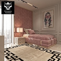 Usine haut de gamme personnalisé fond panneau mural lit double motif géométrique hexagonal tête de lit cadre de lit king size