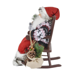 Statuetta Antica di Babbo Natale Seduto su Sedia a Dondolo, 40cm, Rossa, Decorazione Natalizia Festiva, Articolo da Esposizione, Forniture Natalizie di Fabbrica - Product Image 4