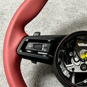 Volant en cuir rouge avec bouton pour Porsche Panamera Cayenne Macan, 718 Boxster Cayman 958 <span class=keywords><strong>996</strong></span> 991 911 981, vente flash - Product Image 2