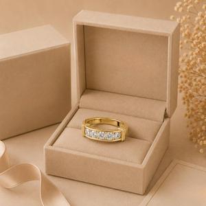 14KT Yellow Gold Round Solitaire Diamond <b>Ring</b> Wide Tapered Band <b>Men</b> Engagement <b>Ring</b> Modern Signet Fine Jewelry Gift - Product Image 2