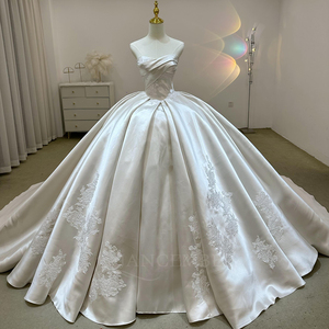 Satin Strapless Ball Gown <b>Wedding</b> Dress Brides Main Dress Heavy Luxurious Lace Ball Gown Lsjj46 Jancember - Product Image 1