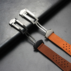 Bracelet de montre en daim vintage Lionorm avec fermoir déployant 20mm 22mm 24mm, bracelets de montre en cuir pour <span class=keywords><strong>TAG</strong></span>-Heuer <span class=keywords><strong>Carrera</strong></span>, respirant et luxueux - Product Image 4