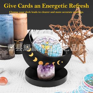 Support de cartes de tarot en bois, design phase de lune, boîte de rangement de bureau pour pierres de cristal et cartes, présentoir - Product Image 2