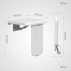 Silla de baño Invisible montada en la pared de diseño moderno GQK 2025, nuevo asiento de inodoro de ducha plegable para Hotel, apartamento, Hospital, gran oferta - Product Image 4