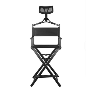 Foldable Metal Directors Chair Adjustable Height Folding Seat with Headrest Portable Salon Makeup Chair - Product Image 2