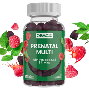 OEM Gommes prénatales aux vitamines Gommes prénatales avec acide folique Fer et choline Multivitamine a C D3 <span class=keywords><strong>E</strong></span> B6 <span class=keywords><strong>B12</strong></span> pour femmes - Product Image 1
