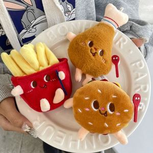 Porte-clés en peluche mignon de dessin animé, thème nourriture : hamburger et frites, pendentif de sac à dos, jouet en peluche doux pour enfants et amateurs de fast-food - Product Image 2
