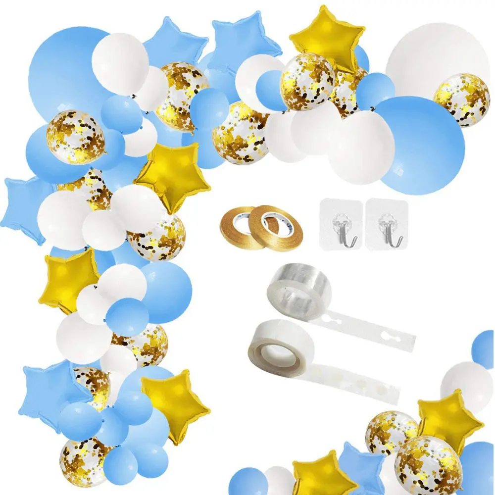 Guirnalda de globos de fiesta multicolor dorada, película de aluminio de estrella de cinco puntas, cinta y punto de pegamento para decoración de fiesta, 124 Uds.