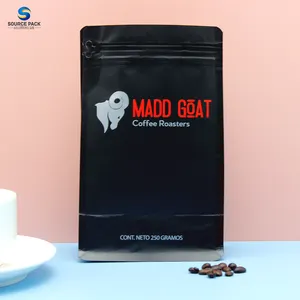 High Quality Custom 500g 1000g Colorful Flat Bottom Pouch Coffee Packaging Bags Coffee Bags With Valve and Zipper On the Top