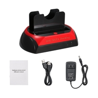 Docking Station USB 2.0 All-in-One Multifunzionale per Dischi Rigidi, Case per SSD Dual SATA 2.5\" 3.5\" in Plastica