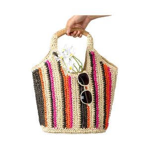 Borsa Tote Intrecciata Colorata in Tinta Unita, Borsa da Spiaggia Artigianale in Paglia per Donna, Stile Vacanza Estiva, Grande Capacità, Casual - Product Image 6