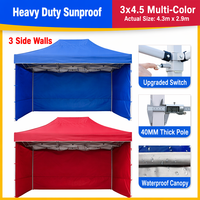 Tente pop-up murale transparente 3x4,5m, gazebo d'hiver pour extérieur, chapiteau pliable imperméable en Oxford, usage intérieur/extérieur, robuste pour exposition