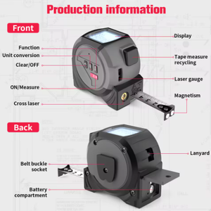 Appareil de mesure intelligent, <span class=keywords><strong>télémètre</strong></span> <span class=keywords><strong>laser</strong></span> 60 m, 3 en 1 pour la gestion des propriétés - Product Image 2