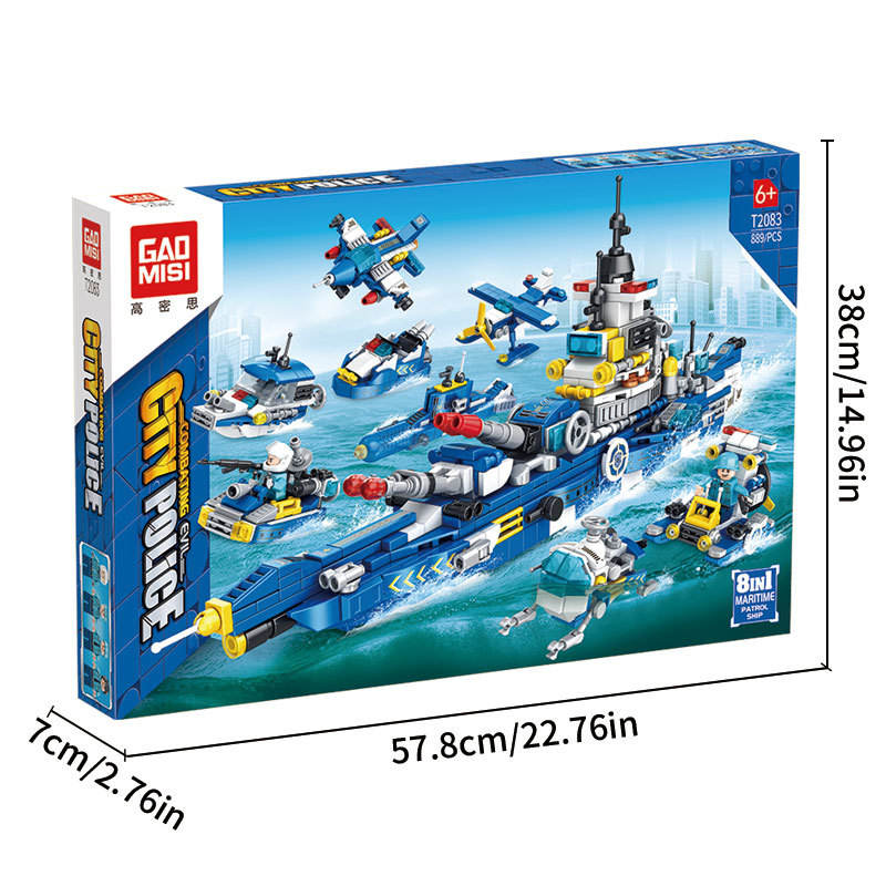 [T2083] Bateau de patrouille maritime de police de ville 8-en-1