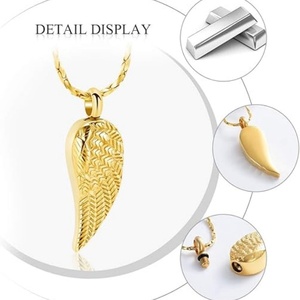 Collier urne funéraire <span class=keywords><strong>Aile</strong></span> d'ange pour cendres, pendentif commémoratif, bijou porte-objets personnalisé pour la commémoration de la perte d'un animal de compagnie, cadeau - Product Image 4