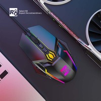 R8 7D 7200DPI desain ergonomis, Mouse Game komputer Desktop berkabel USB 2.0 RGB dengan lampu LED