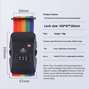 Sangles de sac de voyage réglables avec logo personnalisé, sangles de <span class=keywords><strong>valise</strong></span>, sangles de bagages, <span class=keywords><strong>cadenas</strong></span> à combinaison TSA, <span class=keywords><strong>sangle</strong></span> de bagages - Product Image 4