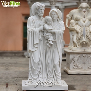 YOUFINE grandeur nature sculpté à la main religieux catholique décor naturel blanc extérieur marbre sainte famille blanc Statue Sculpture - Product Image 4