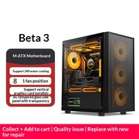 Boîtier d'ordinateur Sumtax/Beta 3, ordinateur de bureau, côté entièrement transparent, pour jeux, refroidissement par eau, carte mère Micro-ATX, câblage arrière