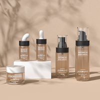Flacon pompe airless beige 100ml 150ml personnalisé vide pour soins de la peau, emballage plastique pour lotion, sérum, tonique avec pompe cosmétique