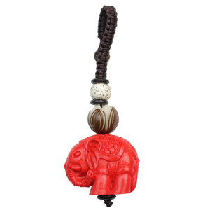 Red Elephant Wood <b>Keychain</b> Handmade Auspicious Design For Gift And Decoration - Product Image 5