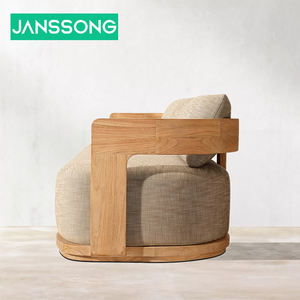 أثاث خارجي حديث، طقم أريكة حديقة خشبي مقاوم للماء مع حفرة نار، أطقم أرائك خارجية للفنادق، أريكة فناء فاخرة من خشب الساج - Product Image 6