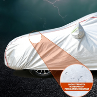 Housse de voiture en aluminium argenté avec bandes réfléchissantes orange vif pour la sécurité nocturne et la protection solaire