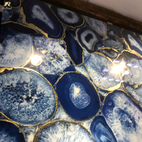 Blue Gold Veins Onyx Ceramic Polished Cobblestone Floor Onyx Gemstones Precious Wall Decorative Onyx Stone Tiles