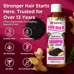 Champú Hidratante y Refrescante con Aceite de Semilla Negra y Cúrcuma WANXI, Reduce la Caspa, Limpia Profundamente y Exfolia el Cuero Cabelludo para Cabello <span class=keywords><strong>Graso</strong></span> - Product Image 3