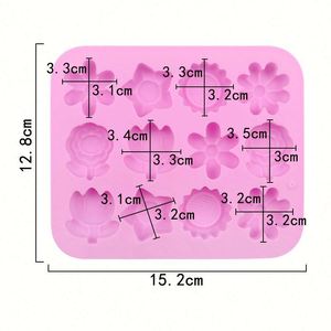Moule en silicone écologique personnalisé avec logo, 12 cavités, formes de fleurs variées, pour pudding, gâteau, bougie, savon, résine, OEM/ODM - Product Image 2
