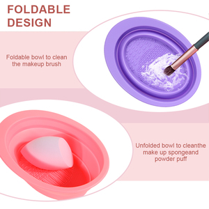 Portable Foldable <b>Silicone</b> Makeup Brush Cleaner Bowl Reusable Cleaning Drying <b>Tool</b> for Beauty Sponge Egg Powder Puff Cosmetic - Product Image 3