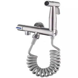 Stainless Steel Toilet Sprayer <b>Set</b> Single Hole Wall Mounted Brushed Finish Easy Installation Portable Shower Nozzle - Product Image 4