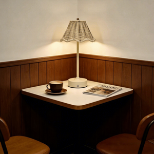 Modern Rattan Hotel <strong>Table</strong> Lamp Rechargeable Dimmable LED Battery Included Natural Home Decor <strong>Lighting</strong> for Living Room Office - Product Image 3