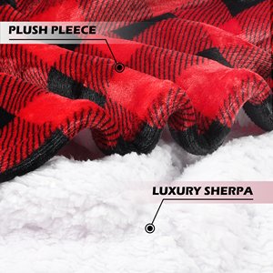 Màu Đỏ Màu Đen Lễ Hội Mô Hình Đầy Đủ Zip Mềm Flannel Sherpa Lông Cừu Hiện Đại Chống Bụi Mite Áo Chăn Chất Lượng Cao Polyester Nhà - Product Image 4