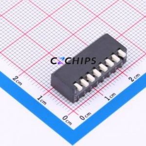 HX 2.54-8P TPCB DIP Switch SMD-16P,11x21.72mm Switch Flat Toggle, Raised Type Single Pole Single Throw 8 Gull Wing Type - Product Image 1
